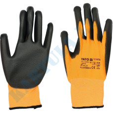 Work gloves | polyester / coated with polyurethane PU | suitable for touch screens | Size 10 (YT-74753)
