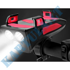 Bicycle light with phone holder | signal | multifunction / powerbank | USB | 3 led (RBL3)