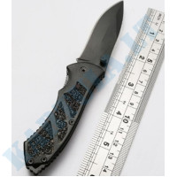 Lenktinis peilis | juoda apdaila su matine tekstūra | 20 cm (FK8)